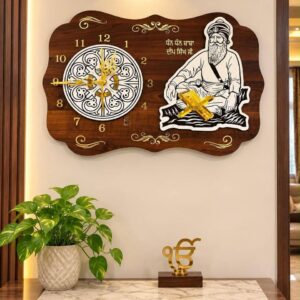 BKE Baba Deep Singh Ji Wooden Wall Clock (Style No. 255000)