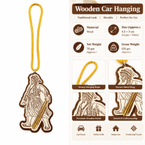 Wooden Car Hanging with Traditional Warrior Design for Car Decor